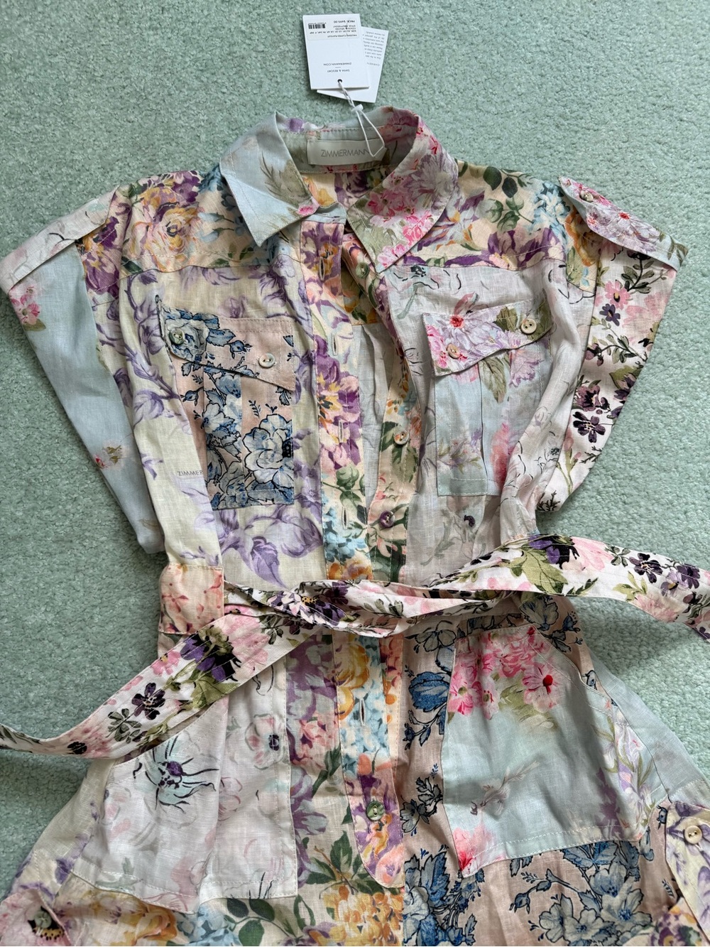 Zimmermann Halliday Cuffed Playsuit in Spliced - Picture 3 of 6